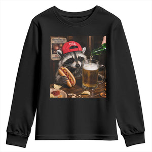 Patriotic USA Raccoon Drinking Beer Youth Sweatshirt 4th of July Meme