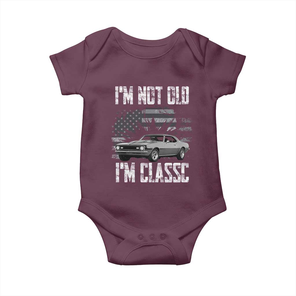 I'm Not Old I'm Classic Baby Onesie Retro American Muscle Car Classic USA