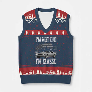 I'm Not Old I'm Classic V-Neck Knit Sweater Vest Retro American Muscle Car Classic USA