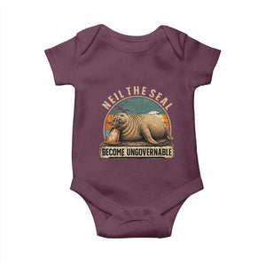 Neil The Seal Become Ungovernable Baby Onesie Funny Elephant Seal Meme TS14 Maroon Print Your Wear