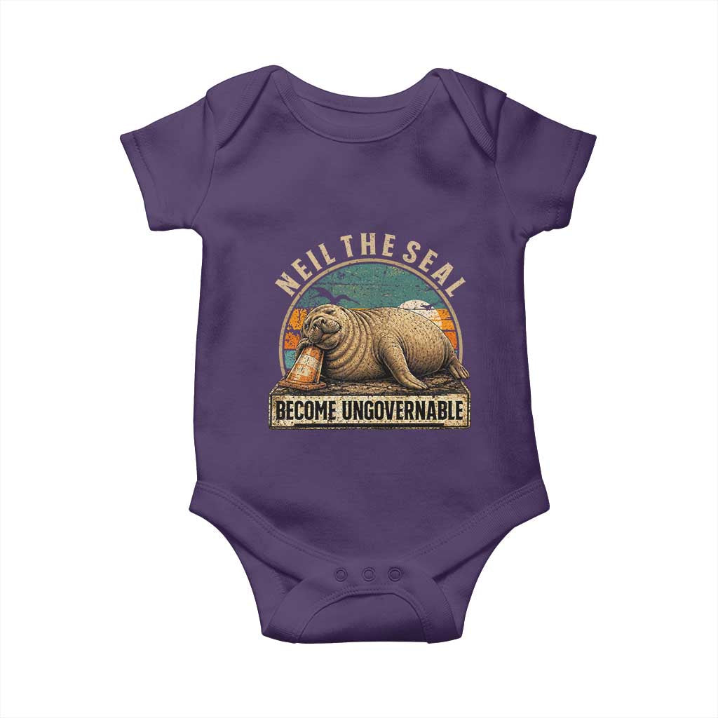 Neil The Seal Become Ungovernable Baby Onesie Funny Elephant Seal Meme TS14 Purple Print Your Wear