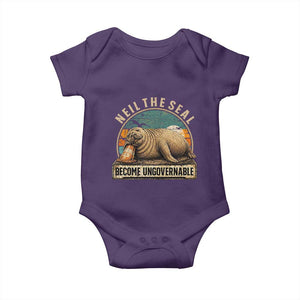 Neil The Seal Become Ungovernable Baby Onesie Funny Elephant Seal Meme TS14 Purple Print Your Wear