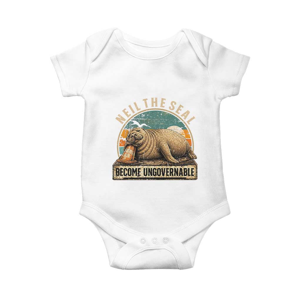 Neil The Seal Become Ungovernable Baby Onesie Funny Elephant Seal Meme TS14 White Print Your Wear