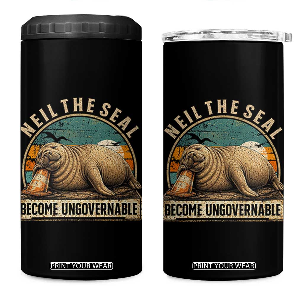 Neil The Seal Become Ungovernable 4 in 1 Can Cooler Tumbler Funny Elephant Seal Meme TS14 One Size: 16 oz Black Print Your Wear