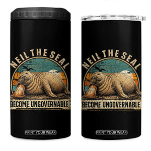 Neil The Seal Become Ungovernable 4 in 1 Can Cooler Tumbler Funny Elephant Seal Meme TS14 One Size: 16 oz Black Print Your Wear