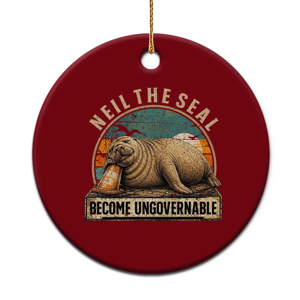 Neil The Seal Become Ungovernable Ceramic Ornament Funny Elephant Seal Meme TS14 1pc Red Print Your Wear