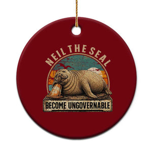 Neil The Seal Become Ungovernable Ceramic Ornament Funny Elephant Seal Meme TS14 1pc Red Print Your Wear