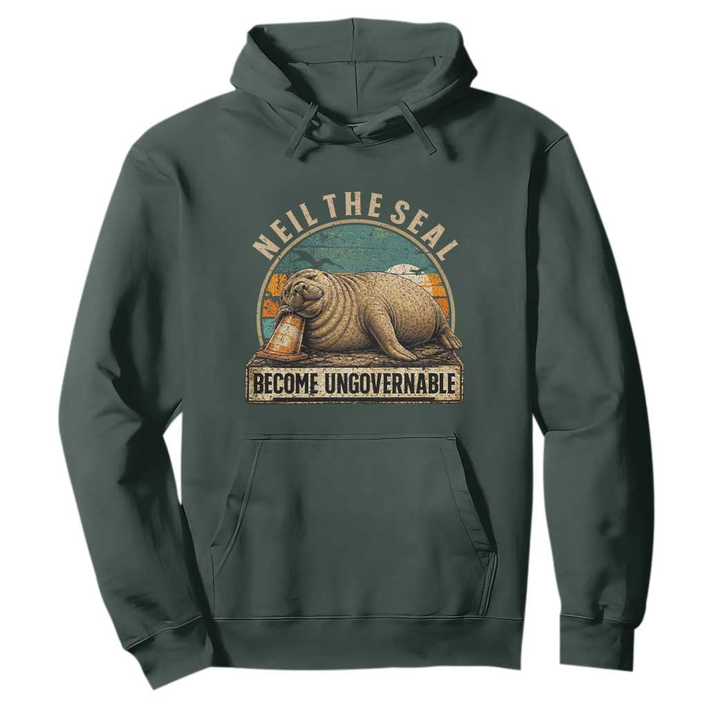 Neil The Seal Become Ungovernable Hoodie Funny Elephant Seal Meme TS14 Dark Forest Green Print Your Wear