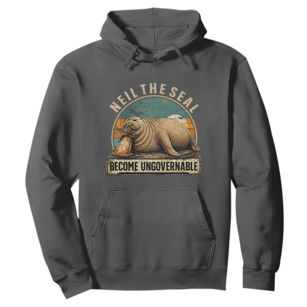 Neil The Seal Become Ungovernable Hoodie Funny Elephant Seal Meme TS14 Dark Heather Print Your Wear