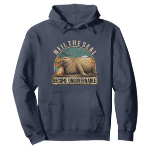 Neil The Seal Become Ungovernable Hoodie Funny Elephant Seal Meme TS14 Navy Print Your Wear