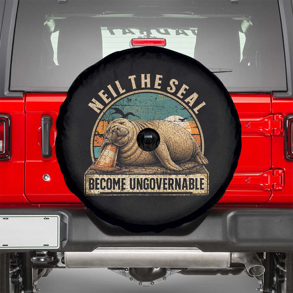 Neil The Seal Become Ungovernable Spare Tire Cover Funny Elephant Seal Meme TS14 Black Print Your Wear