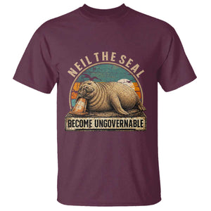 Neil The Seal Become Ungovernable T Shirt Funny Elephant Seal Meme TS14 Maroon Print Your Wear