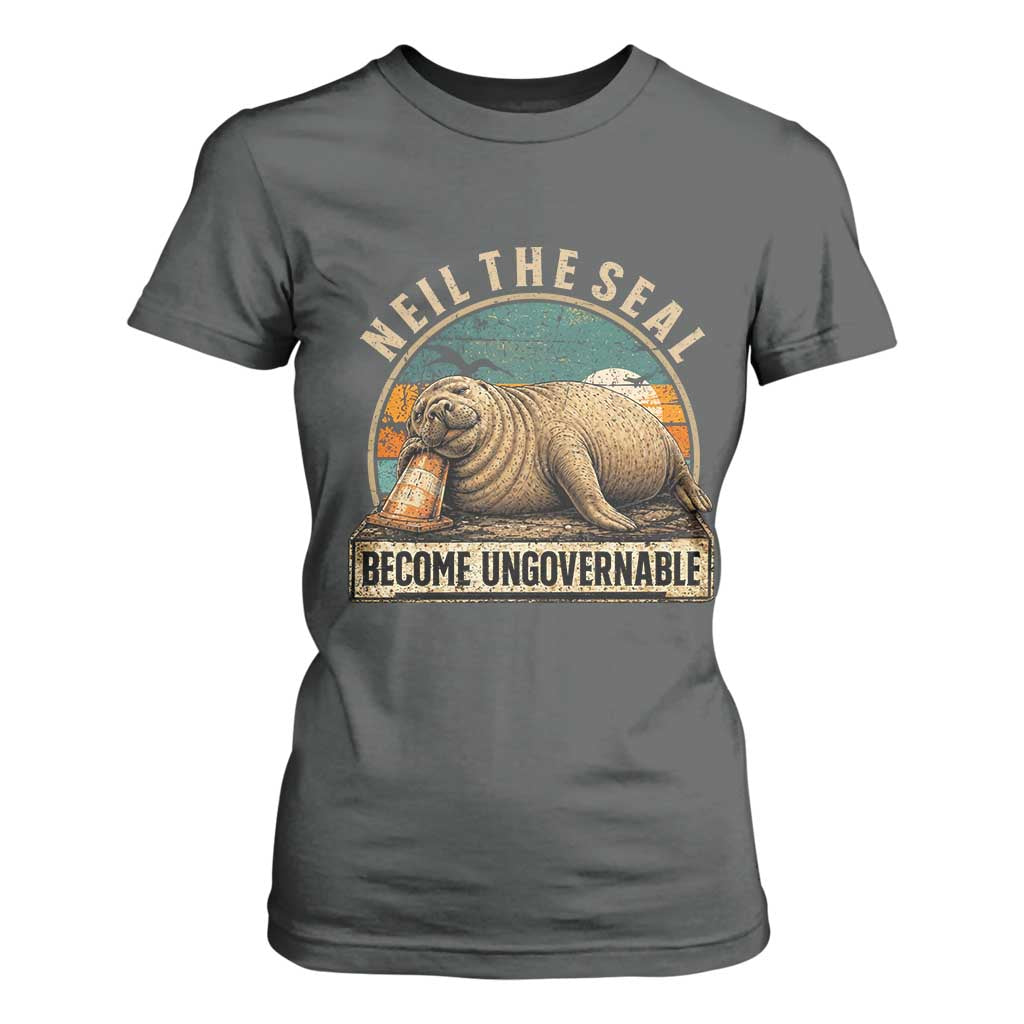 Neil The Seal Become Ungovernable T Shirt For Women Funny Elephant Seal Meme TS14 Dark Heather Print Your Wear