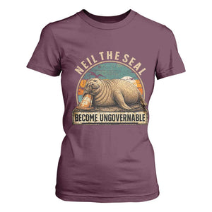 Neil The Seal Become Ungovernable T Shirt For Women Funny Elephant Seal Meme TS14 Maroon Print Your Wear