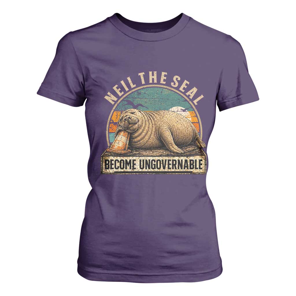 Neil The Seal Become Ungovernable T Shirt For Women Funny Elephant Seal Meme TS14 Purple Print Your Wear