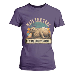 Neil The Seal Become Ungovernable T Shirt For Women Funny Elephant Seal Meme TS14 Purple Print Your Wear