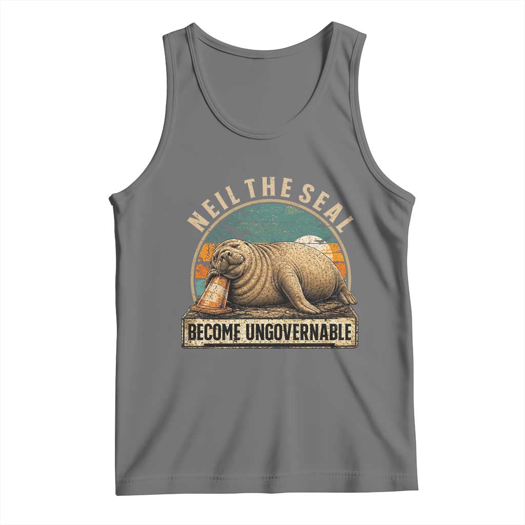 Neil The Seal Become Ungovernable Tank Top Funny Elephant Seal Meme TS14 Black Heather Print Your Wear