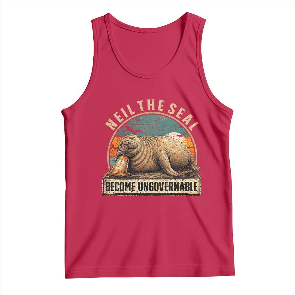 Neil The Seal Become Ungovernable Tank Top Funny Elephant Seal Meme TS14 Red Print Your Wear