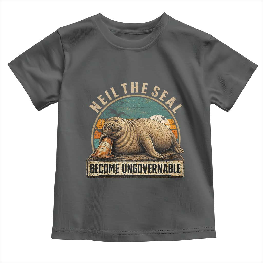 Neil The Seal Become Ungovernable Toddler T Shirt Funny Elephant Seal Meme TS14 Dark Heather Print Your Wear