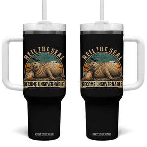 Neil The Seal Become Ungovernable Tumbler With Handle Funny Elephant Seal Meme TS14 One Size: 40 oz Black Print Your Wear