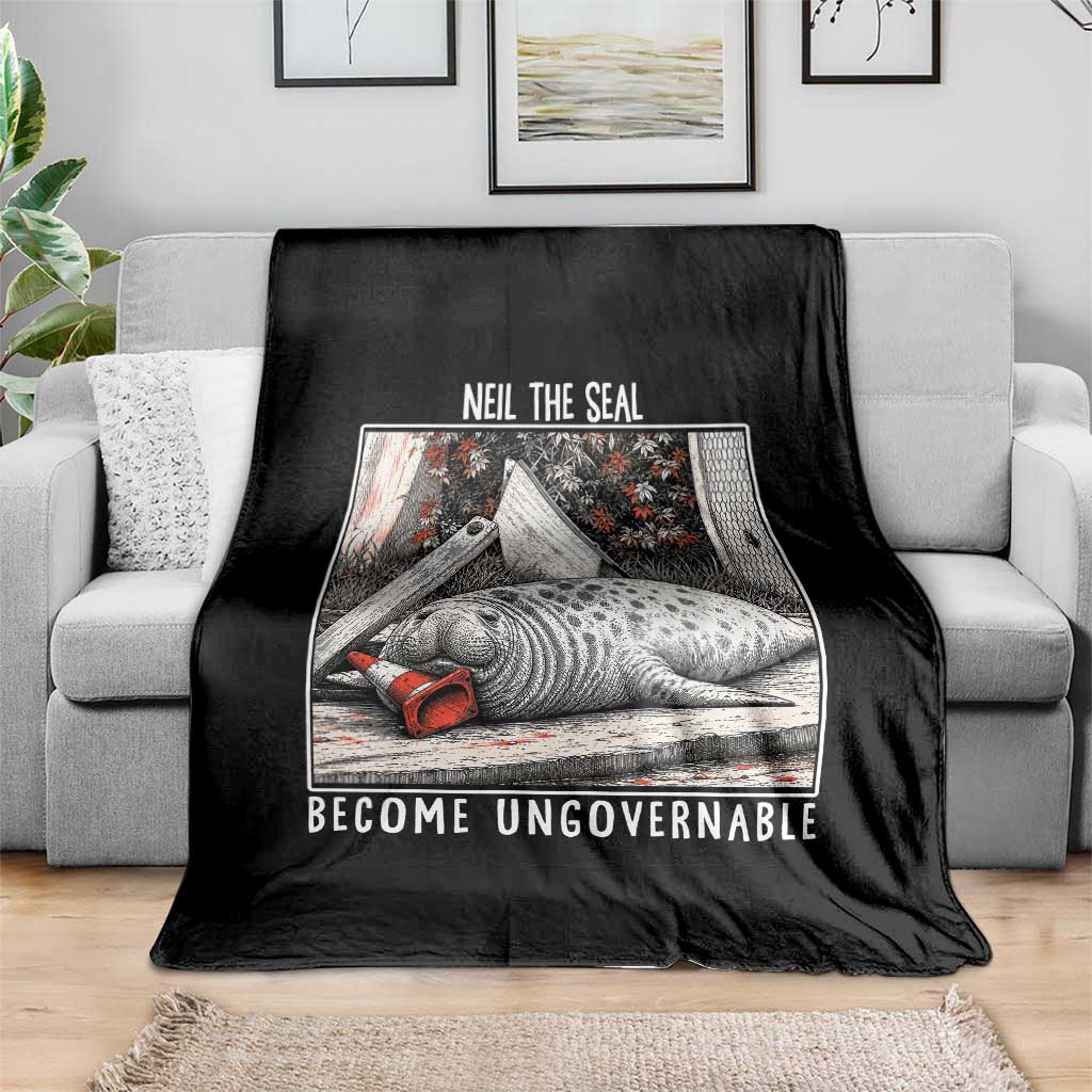 Neil The Seal Become Ungovernable Throw Blanket Vintage Elephant Seal Animal Meme TS14 Print Your Wear