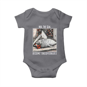 Neil The Seal Become Ungovernable Baby Onesie Vintage Elephant Seal Animal Meme TS14 Charcoal Print Your Wear