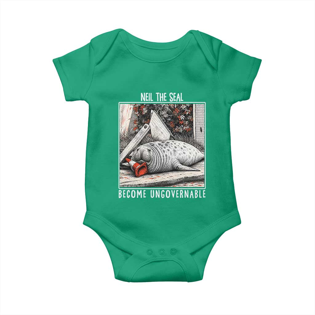 Neil The Seal Become Ungovernable Baby Onesie Vintage Elephant Seal Animal Meme TS14 Irish Green Print Your Wear