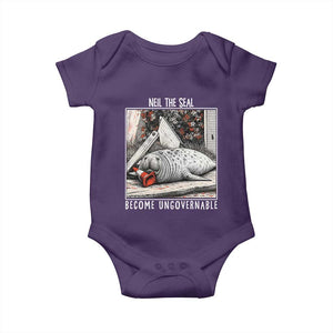 Neil The Seal Become Ungovernable Baby Onesie Vintage Elephant Seal Animal Meme TS14 Purple Print Your Wear