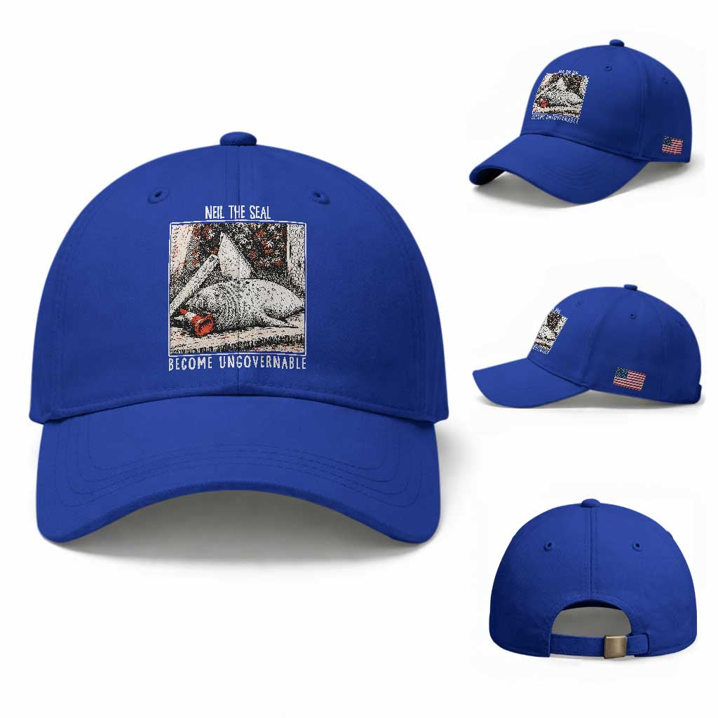 Neil The Seal Become Ungovernable Baseball Cap Vintage Elephant Seal Animal Meme TS14 Baseball Cap Universal Fit Royal Blue Print Your Wear