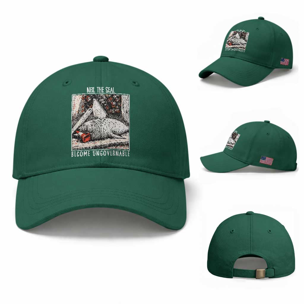 Neil The Seal Become Ungovernable Baseball Cap Vintage Elephant Seal Animal Meme TS14 Baseball Cap Universal Fit Irish Green Print Your Wear