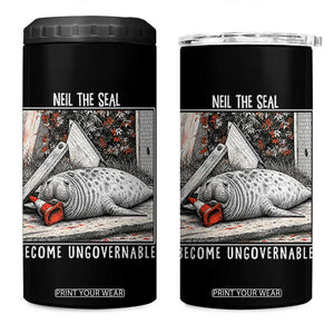 Neil The Seal Become Ungovernable 4 in 1 Can Cooler Tumbler Vintage Elephant Seal Animal Meme TS14 One Size: 16 oz Black Print Your Wear