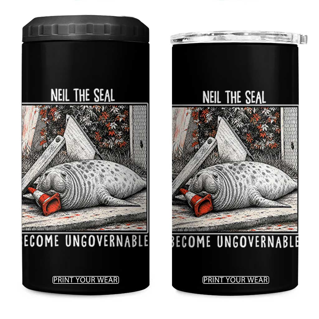 Neil The Seal Become Ungovernable 4 in 1 Can Cooler Tumbler Vintage Elephant Seal Animal Meme TS14 One Size: 16 oz Black Print Your Wear