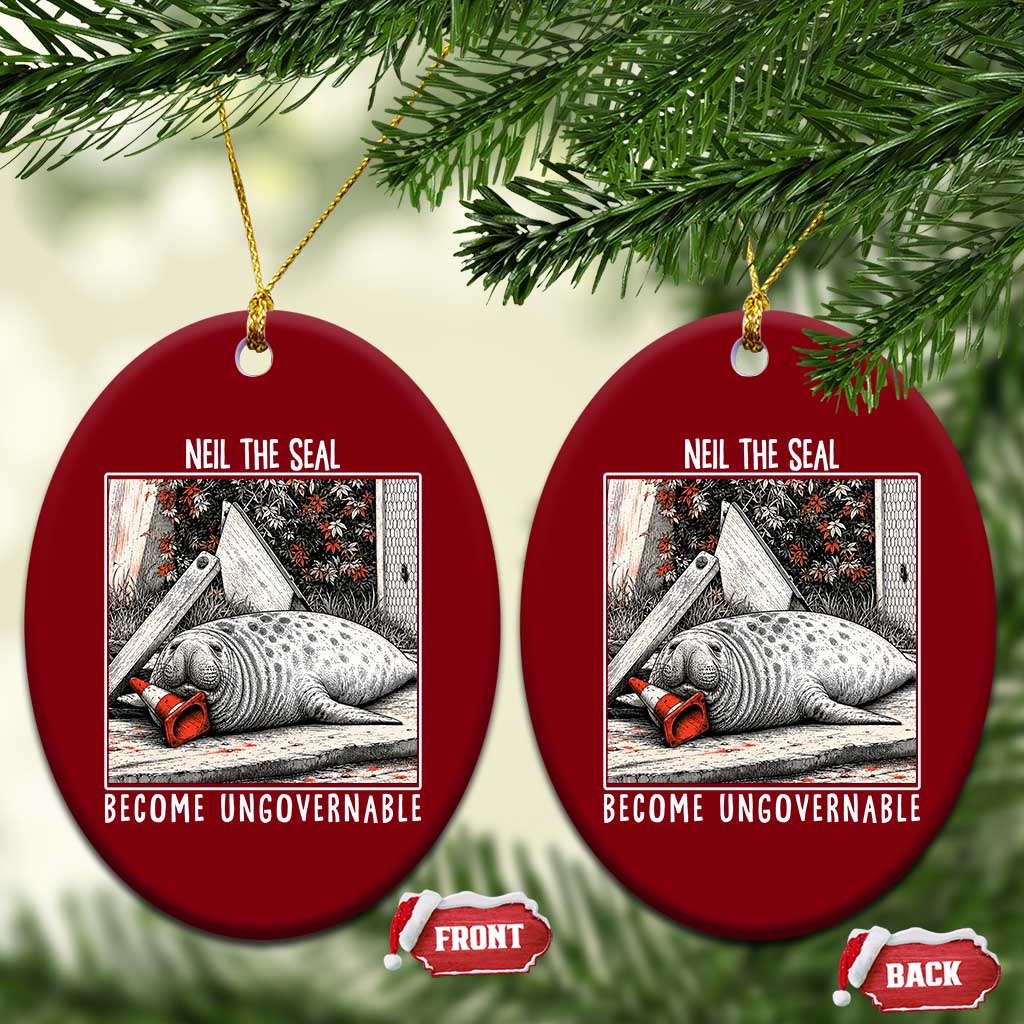 Neil The Seal Become Ungovernable Ceramic Ornament Vintage Elephant Seal Animal Meme TS14 Print Your Wear