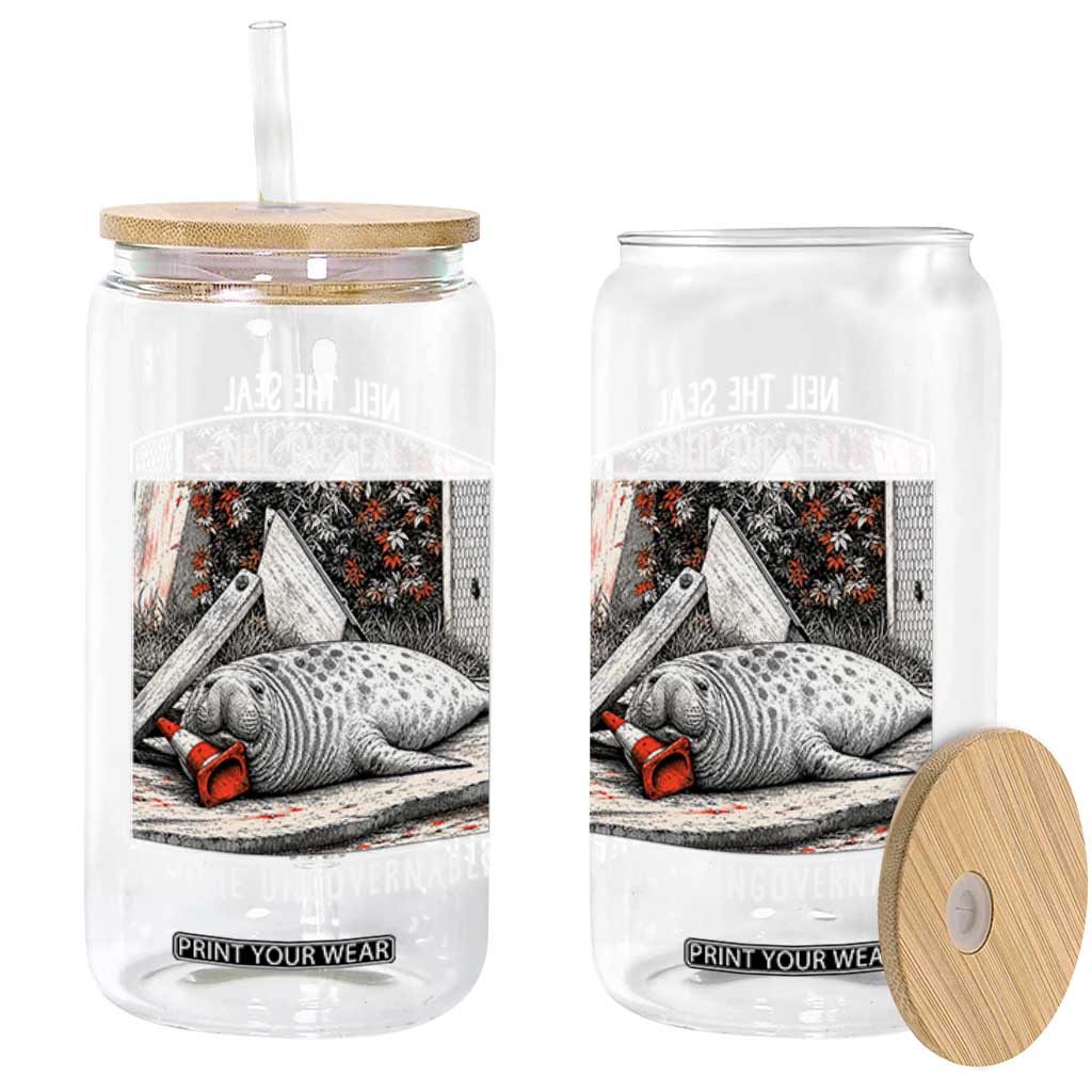 Neil The Seal Become Ungovernable Glass Can Vintage Elephant Seal Animal Meme TS14 Print Your Wear