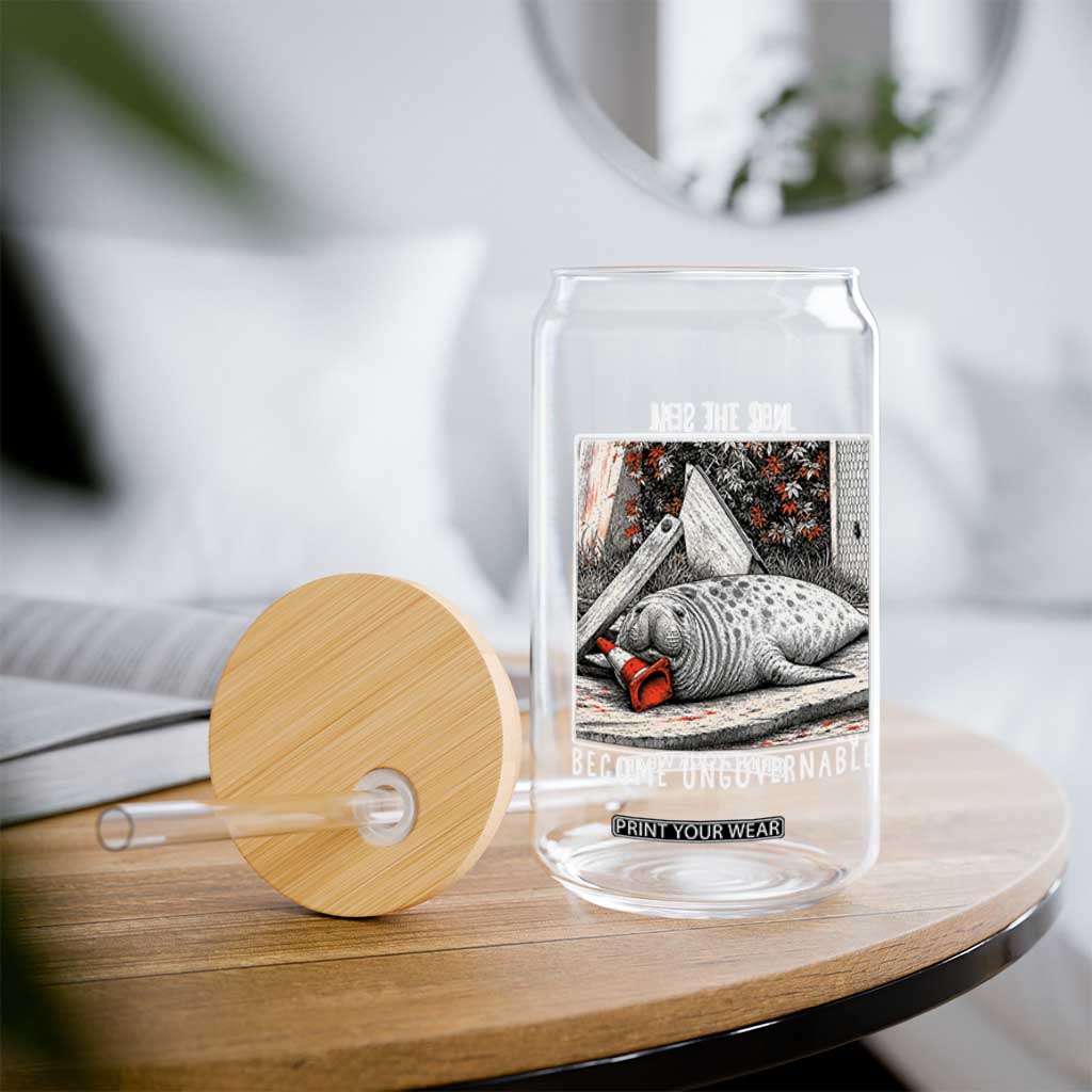 Neil The Seal Become Ungovernable Glass Can Vintage Elephant Seal Animal Meme TS14 Print Your Wear