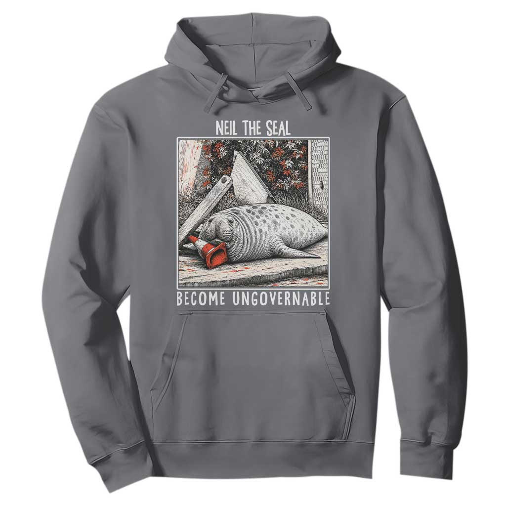 Neil The Seal Become Ungovernable Hoodie Vintage Elephant Seal Animal Meme TS14 Charcoal Print Your Wear
