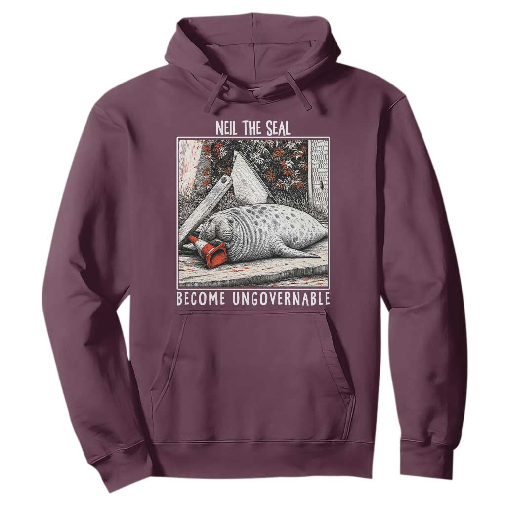 Neil The Seal Become Ungovernable Hoodie Vintage Elephant Seal Animal Meme TS14 Maroon Print Your Wear