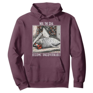 Neil The Seal Become Ungovernable Hoodie Vintage Elephant Seal Animal Meme TS14 Maroon Print Your Wear
