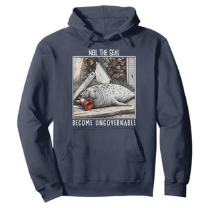 Neil The Seal Become Ungovernable Hoodie Vintage Elephant Seal Animal Meme TS14 Navy Print Your Wear