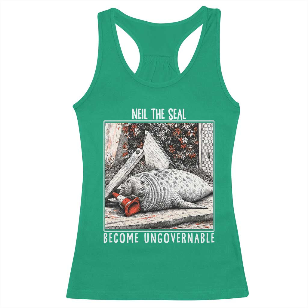 Neil The Seal Become Ungovernable Racerback Tank Top Vintage Elephant Seal Animal Meme TS14 Irish Green Print Your Wear