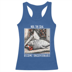 Neil The Seal Become Ungovernable Racerback Tank Top Vintage Elephant Seal Animal Meme TS14 Royal Blue Print Your Wear
