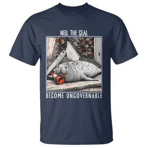 Neil The Seal Become Ungovernable T Shirt Vintage Elephant Seal Animal Meme TS14 Navy Print Your Wear
