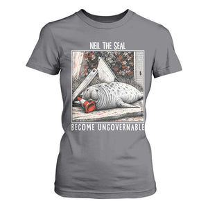 Neil The Seal Become Ungovernable T Shirt For Women Vintage Elephant Seal Animal Meme TS14 Charcoal Print Your Wear