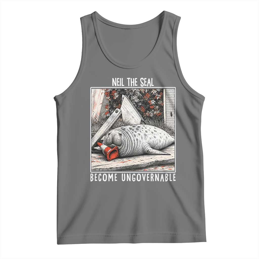 Neil The Seal Become Ungovernable Tank Top Vintage Elephant Seal Animal Meme TS14 Black Heather Print Your Wear