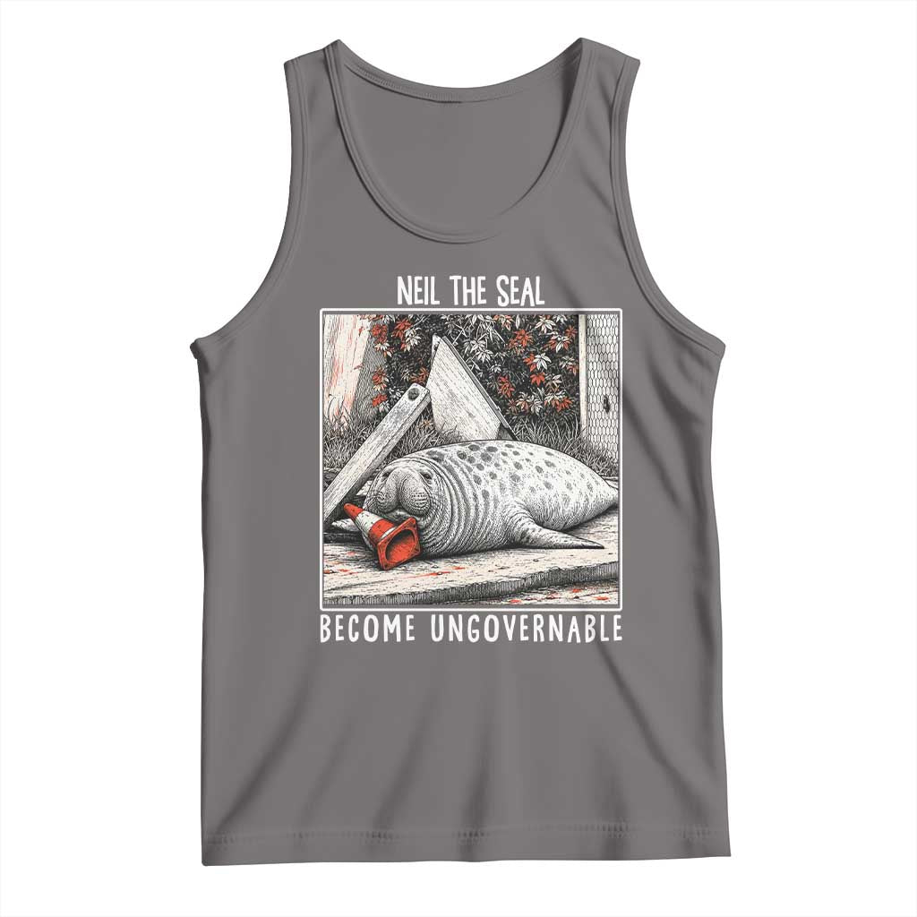 Neil The Seal Become Ungovernable Tank Top Vintage Elephant Seal Animal Meme TS14 Deep Heather Print Your Wear