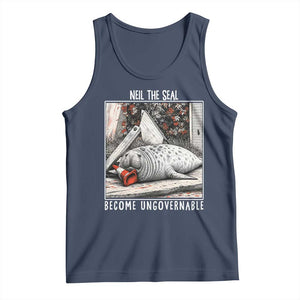Neil The Seal Become Ungovernable Tank Top Vintage Elephant Seal Animal Meme TS14 Navy Print Your Wear