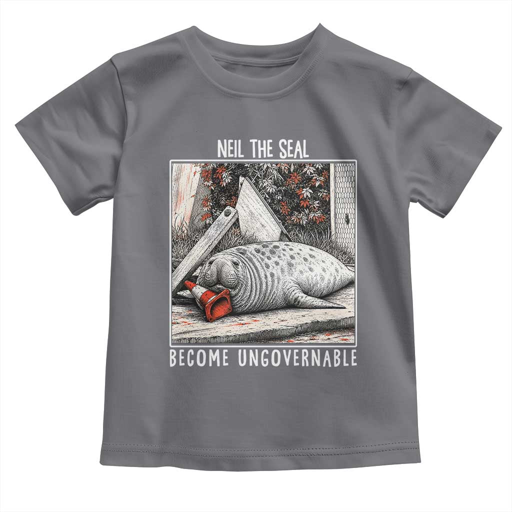 Neil The Seal Become Ungovernable Toddler T Shirt Vintage Elephant Seal Animal Meme TS14 Charcoal Print Your Wear
