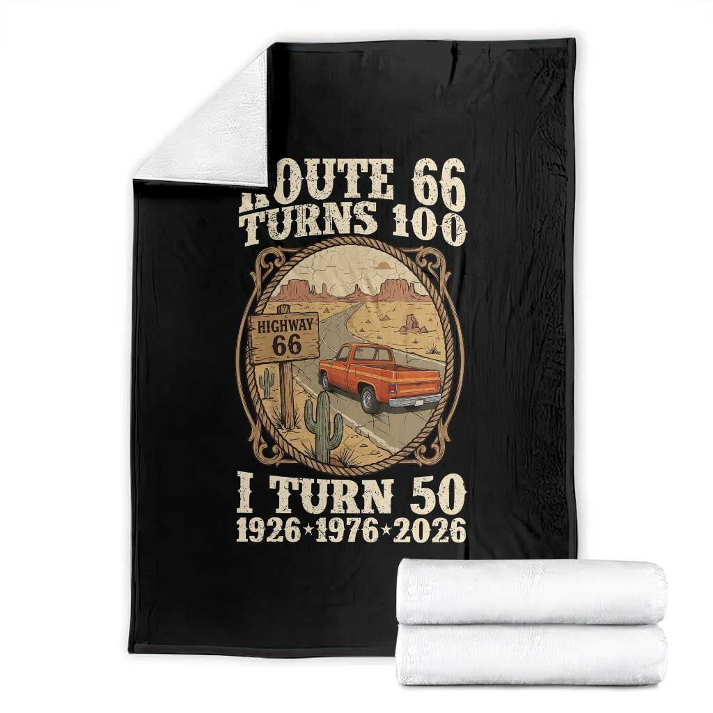 Route Highway 66 Turns 100 I Turn 50 Throw Blanket Vintage 1976 Road Sign Classic Pickup Truck Lover 50th Birthday Gift TS14 Black Print Your Wear