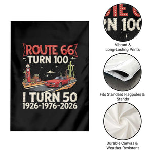 Highway 66 Turn 100 I Turn 50 Garden Flag Vintage 1976 Road Sign Classic Muscle Car Lover 50 Year Old Gift TS14 Print Your Wear