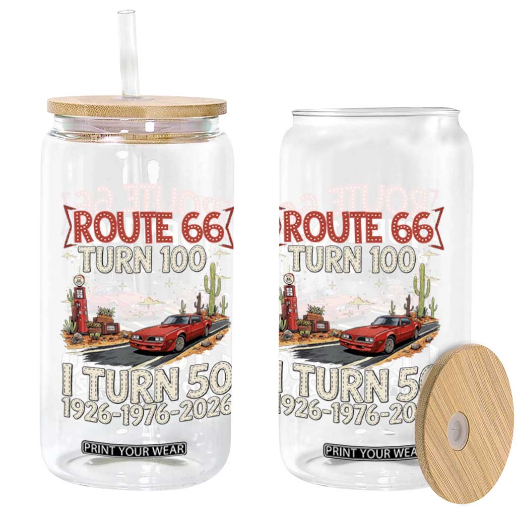 Highway 66 Turn 100 I Turn 50 Glass Can Vintage 1976 Road Sign Classic Muscle Car Lover 50 Year Old Gift TS14 Print Your Wear